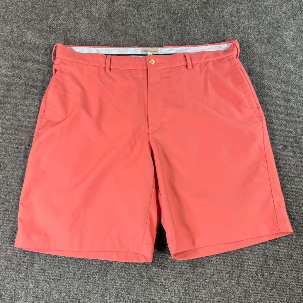 Peter Millar Mens‎ Performance Golf Shorts Salmon Pink Size 38 Stretch Wicking